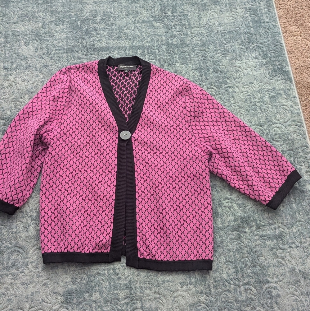 Jones New York  Pink and Black Cardigan Size XL